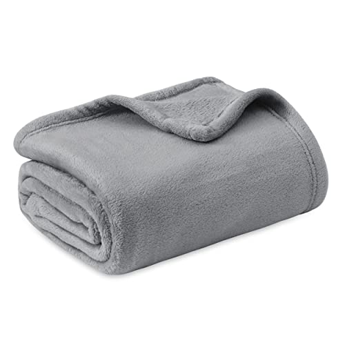 BEDSURE Fleece Throw Blanket for Couch Grey - Lightweight Plush Fuzzy Cozy Soft Blankets and Throws for Sofa, 50x60 inches