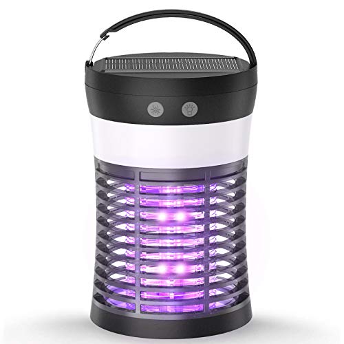 Mosquito Killer Lamp, ViViLarm Rechargeable Solar & USB Powered Bug Zapper, IP66 Waterproof Hanging Camping Lantern, Portable Insect Fly Pest Trap for Indoor Outdoor Backyard Patio Traveling Hiking