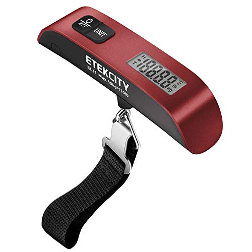 Etekcity Luggage Scale, Digital Weight Scales for Travel Accessories Essentials Suitcases , Portable Handheld Scale with Temperature Sensor, Rubber Paint, 110 Pounds, Battery Included