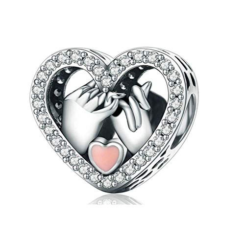 Annmors Love Heart Charm 925 Sterling Silver for Woman Girl Beads Gifts for Women Bracelet&Necklace