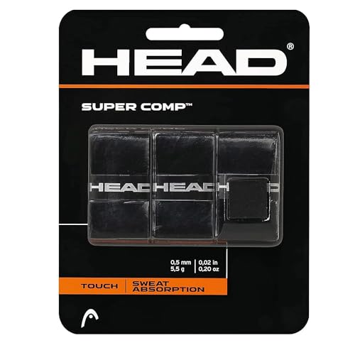 HEAD Super Comp Overgrip, 3 Count (Pack of 1), Black