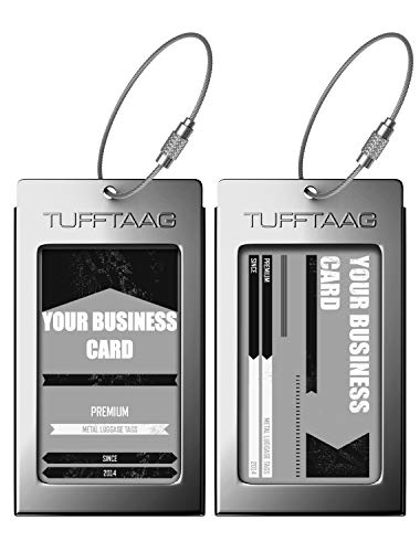 Luggage Tags Business Card Holder TUFFTAAG Travel ID Bag Tag in Many Color Options