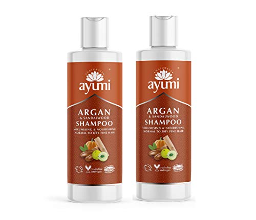 Ayumi Argan & Sandalwood Hair Shampoo. Vegan, Cruelty-Free, Dermatologically-Tested, 2 x 250ml