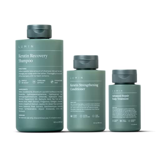 Lumin - Scalp Recovery Set for Men - Recovery Shampoo, Keratin Conditioner, Scalp Treatment - Boost Growth, Repair and Improve Hair Health - Contains Tea Tree and Keratin