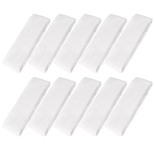 Mallofusa ? 10 PCS Cotton Sports Basketball Headband/Sweatband Head Sweat Band/Brace Gift Party Outdoor Activities (White)