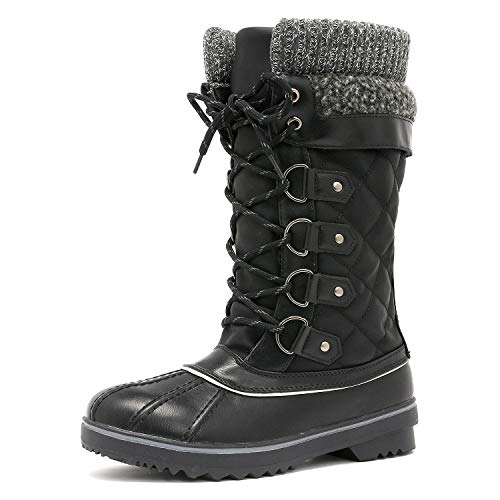 DREAM PAIRS Women's Monte_02 Black Mid Calf WaterProof Winter Snow Boots Size 11 M US