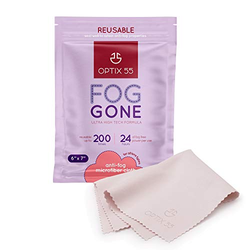 Fog Gone Anti Fog Wipe for Glasses, Reusable Anti Fogging Microfiber Cleaning Cloth Lens Wipe Defogger for Eyeglasses, AR Coated & All Lenses, Electronics, Ski Masks, Screens| Streak-Free (1 Pack)