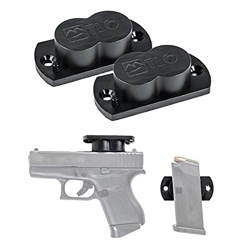 TLO Outdoors Gun Magnet Magnetic Holster Mount | Two-Pack for Vehicle, Home Concealment for Handgun, Pistol, Car, Boat, Truck - 25+ LBS, Rubber Coated (Adhesive Strips & Mounting Hardware Included
