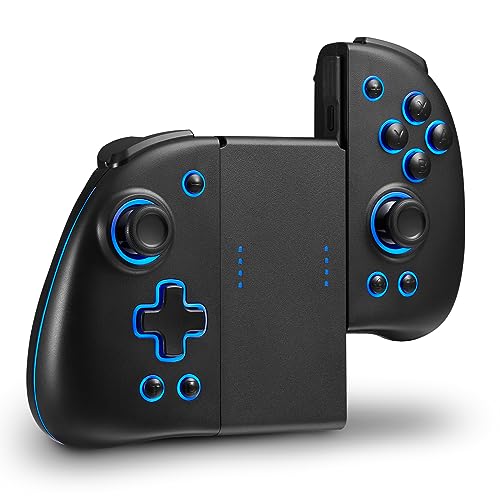 Switch Joy Pad Controller for Switch/Switch OLED, Wireless Joy Controller Replacement 8 Colors Adjustable LED Joypad Controller with Hall Effect Joysitck/Back Map Button/Turbo/Motion Control (Black)