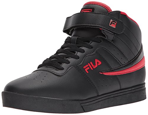 Fila Men's Everyday Sport Athletic Casual High-Top Vulc 13 MID Lace Up Sneaker Shoes, Black Red/Black, 10.5