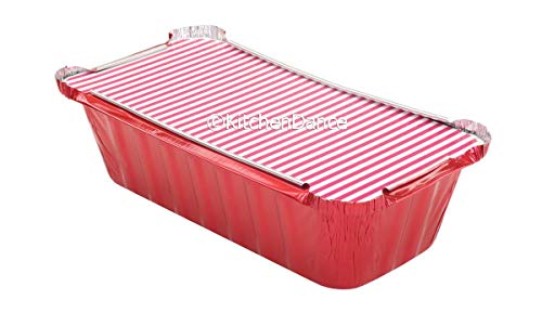 KitchenDance Disposable 2 Pound Closable Loaf Pan w/Colored Lids #1850L (Red, 25)
