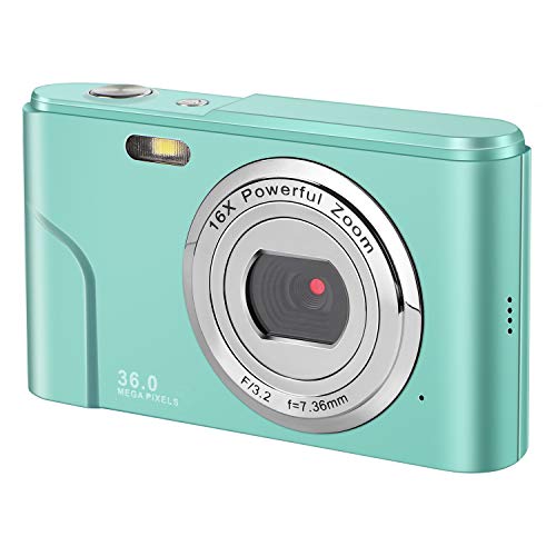 IEBRT Digital Camera with Full Hd 1080p 2.4 Inch and 16x Digital Zoom LCD Screen Pocket YouTube Vlogging Camera for Kids Adult Beginners (Green)