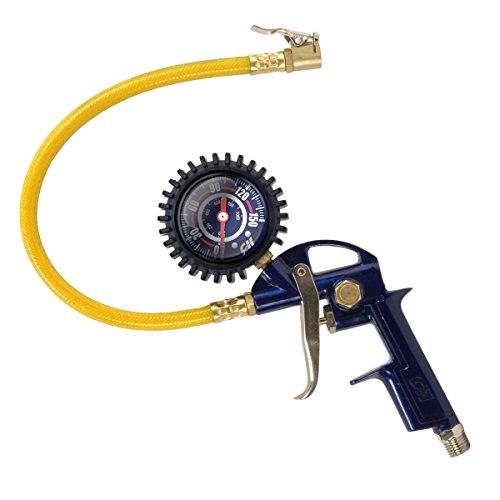 Tire Inflator, 3-in-1 Inflation Gun, with Gun, Locking Chuck and 2-inch Gauge, ¼” NPT and Flexible Hose (Campbell Hausfeld MP600000AV), 3-in-1 Tire Inflator w/Gauge