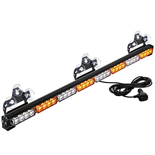 ASPL 36' 32LED Traffic Advisor Light Bar Warning Emergency Strobe Light Bar Directional Flashing Emergency Caution Lighting Led Safety Lights with 16 ft Straight Cord (Amber/White)