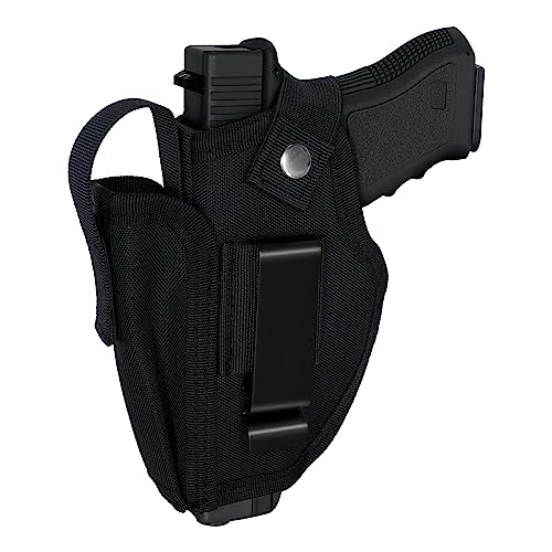 LGTFY Universal Concealed Carry Gun Holsters Right Left Hand with Mag Pouch for Men Women, IWB/OWB 380 9mm Holsters for Pistols, Fits S&W M&P Shield Glock, Similar Handguns (Black)