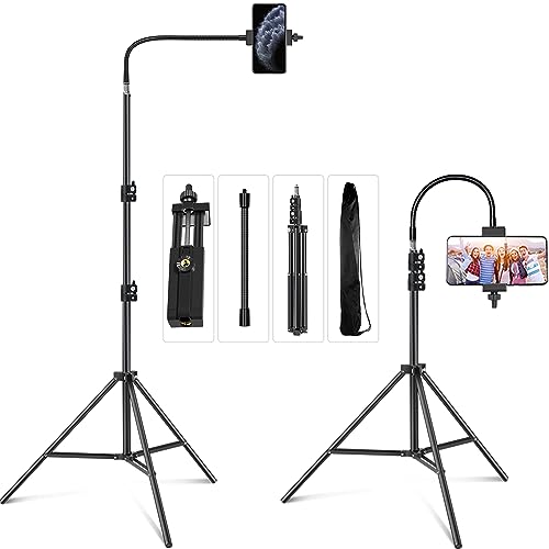 PIXEL Cell Phone Tripod for iPhone 80inch Tall Phone Video Camera Video Recording Vlogging/Streaming/Photography Rotatable Live Video Stand Compatible with Most Mobile Phones