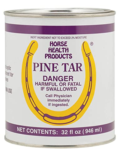 Horse Health Pine Tar, Natural Topical Antiseptic for Use on Horse Hooves, Helps Retain Moisture, Helps Keep Hooves from Cracking and Splitting, 32 Fluid Ounces