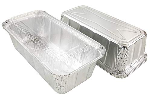 PACTOGO 2 lb. Aluminum Foil Loaf/Bread Pan Tins w/Clear Dome Lid (Pack of 12 Sets)