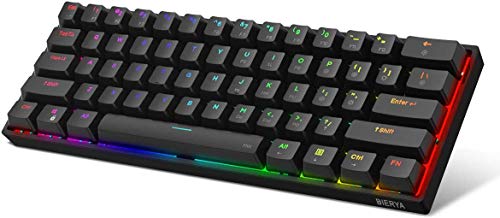 DIERYA DK61E 60% Mechanical Gaming Keyboard, RGB Backlit Wired PBT Keycap Waterproof Type-C Mini Compact 61 Keys Computer Keyboard with Full Keys Programmable (Gateron Optical Red Switch)