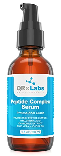 Peptide Complex Serum/Collagen Booster for the Face with Hyaluronic Acid and Chamomile Extract - Anti Aging Peptide Serum, Reduces Wrinkles, Heals and Repairs Skin - Tightening Effect - 1 fl oz