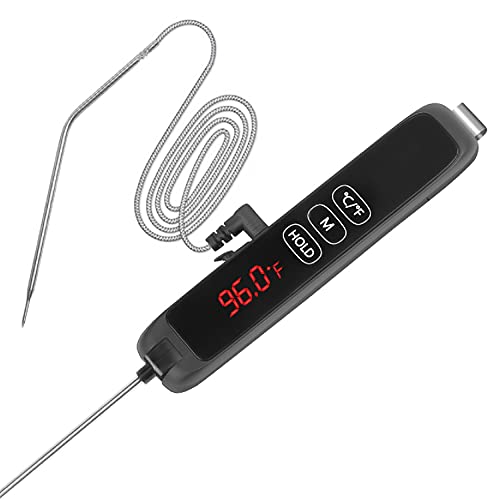 Instant Read Digital Meat Thermometer, Food Thermometer Dual Probe Candy Thermometer with Alarm Function, Magnet, Waterproof,Touch for Deep Fry, BBQ, Grill, and Roast Turkey