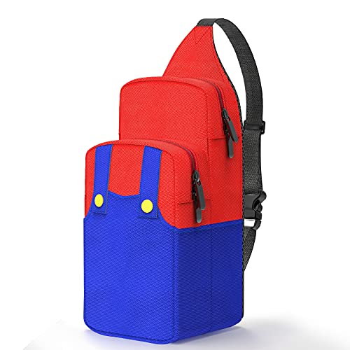 AKNES Switch/Switch OLED Travel Carrying Case Bag,Portable Small Sling Crossbody Shoulder Backpack for Switch Lite Console&Accessories,Storage Game Controller for Hiking Walking Biking
