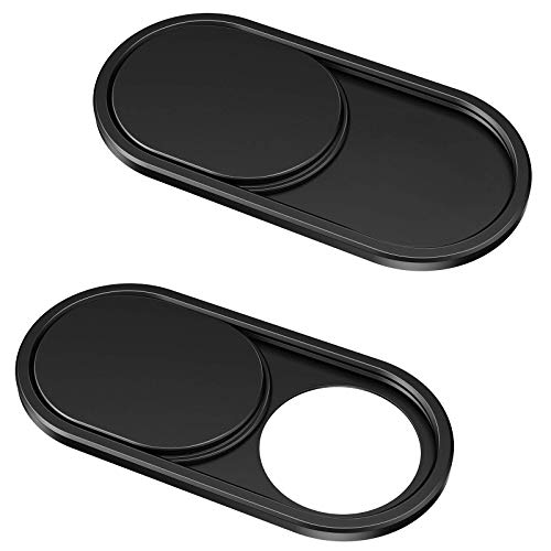 CloudValley Webcam Cover Slide[2-Pack], 0.023 Inch Ultra-Thin Metal Web Camera Cover for MacBook Pro, iMac, Laptop, PC, iPad Pro, iPhone 8/7/6 Plus, Protect Your Visual Prvacy [Black]