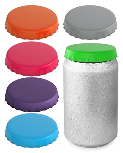 Silicone Soda Can Lids / Covers – Can Caps / Topper – Can Saver / Stopper – Fits standard soda cans (6 Pack, Assorted)