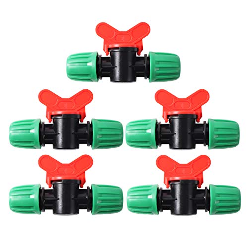 FULAIERGD 5 Pcs Drip Irrigation Switch Valve for (1/2' ID x0.6-0.63' OD) 16mm Barbed Locking Fitting Gate Valves(Switch Valve)