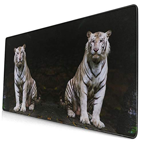 Mousepad Non-Slip Rubber Base Mouse Pads for Computers Laptop Office Desk Accessories 3D Hd Printing White Tiger Mouse Pad 15.8x29.5 in