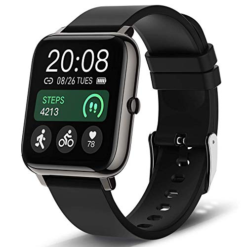 Popglory Smart Watch, Smartwatch with Blood Pressure, Blood Oxygen Monitor, Fitness Tracker with Heart Rate Monitor, Full Touch Fitness Watch for Android & iOS for Men Women