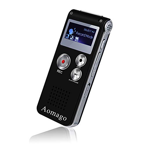 Digital Voice Recorder Voice Activated Recorder for Lectures, Meetings, Interviews Aomago 32GB Audio Recorder Mini Portable Tape Dictaphone with Playback, USB, MP3