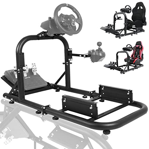 Minneer Robust Racing Simulator Cockpit/Fit for Thrustmaster,FANTEC,logitech G25,G29,G92,G923 /Height Adjustable Gaming Steering Wheel Stand/Wheel&Pedals Not Included