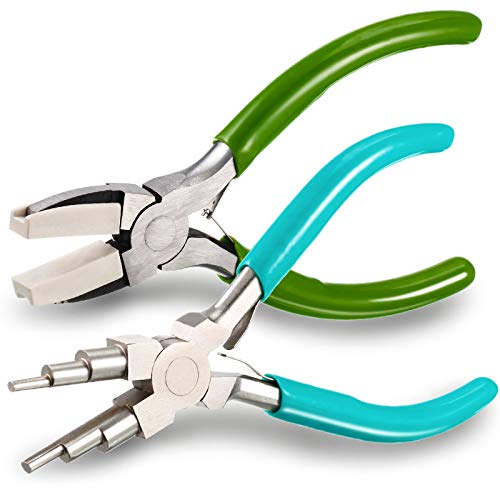 2 Pieces Jewelry Making Tool Including 6 in 1 Jewelry Pliers Wire Bending Pliers for Jewelry Making Beading Looping Shaping Wire DIY Crafts