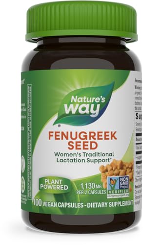 Nature's Way Fenugreek Seed, Traditional Lactation/Breastfeeding Support*, Non-GMO Project Verified, Vegan, 100 Capsules (Packaging May Vary)