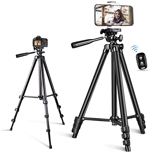 Phone Tripod, 50-inch Extendable and Lightweight Aluminum Tripod Stand with Phone Clip, Portable Travel Tripod for Photography, Video Recording, Vlogging, and More