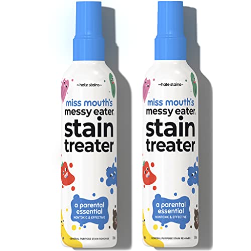 HATE STAINS CO Stain Remover for Clothes - 4oz 2 Pack of Newborn & Baby Essentials - Miss Mouth's Messy Eater Stain Treater Spray - No Dry Cleaning Food, Grease, Coffee Off Laundry, Underwear, Fabric