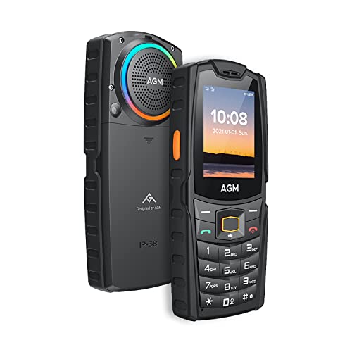 AGM M6 4G Rugged Phone Unlocked Phone Cell Phone for Seniors & Kids, Dual SIM IP68/IP69K Waterproof Phone, MIL-STD-810H, T-Mobile, 2.4' Screen 48MB+128MB 2500mAh Battery Black, Big Font, Big Speaker