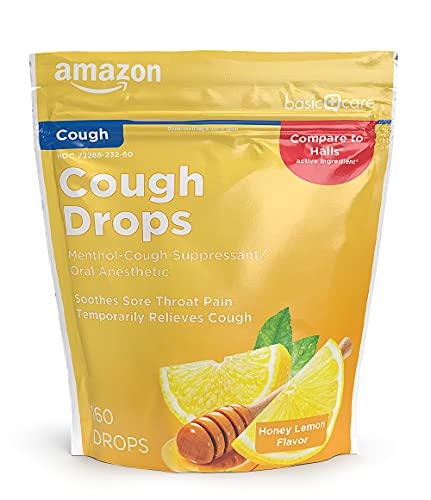Amazon Basic Care Honey Lemon Cough Drops 160 Count (Previously SoundHealth)