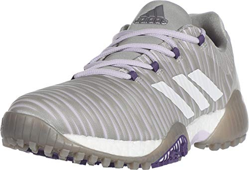 adidas Women's W CODECHAOS Golf Shoe, Metal Grey/Crystal White/Glory Purple, 8.5 Medium US