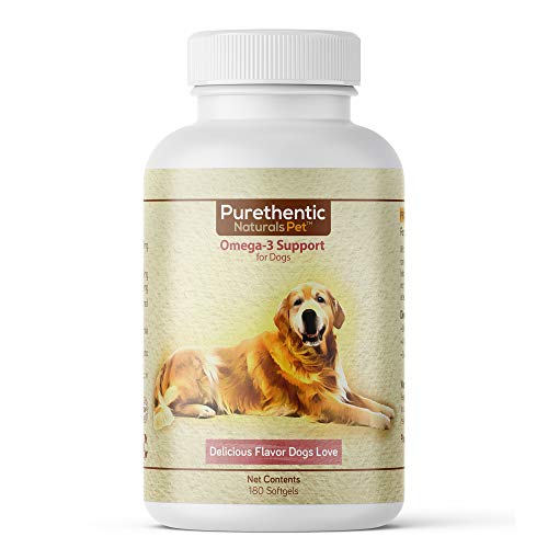 Omega 3 for Dogs, Fish Oil for Dogs 180 Softgels Pure & Natural Fatty Acids. (High EPA and DHA) (Helps Dog Allergies & Brain Function) Made in USA (1 Pack)