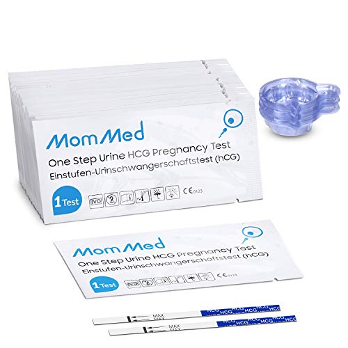 MomMed Pregnancy Test Strips, HCG 30 Pregnancy Tests for Early Detection, Rapid and Accurate Results, 30 Urine Cups Included, User-Friendly and Practical HCG Test Strips (30 Pack)