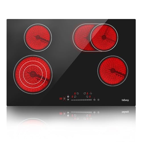 Electric Cooktop Ceramic Stove 4 Burners 30' Built-in Countertop Burners Cooker Satin Glass in Black Touch Sensor Control,Timer,Child Safety Lock,9 Power Levels,220-240V 7200W