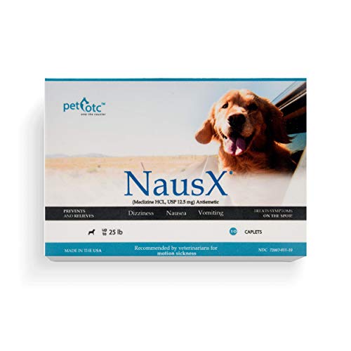 NausX Anti-Motion Sickness and Nausea Relief for Small Breed Dogs, Relief for Disorientation and Dizziness, 10 Tablets