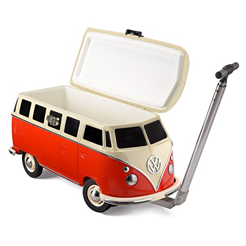 Board Masters Volkswagen Cool Box Rolling Cooler with Wheels and Handle -27 Quart Hard Portable Ice Chest Wagon with Secure Lock - VW Bus Accessories