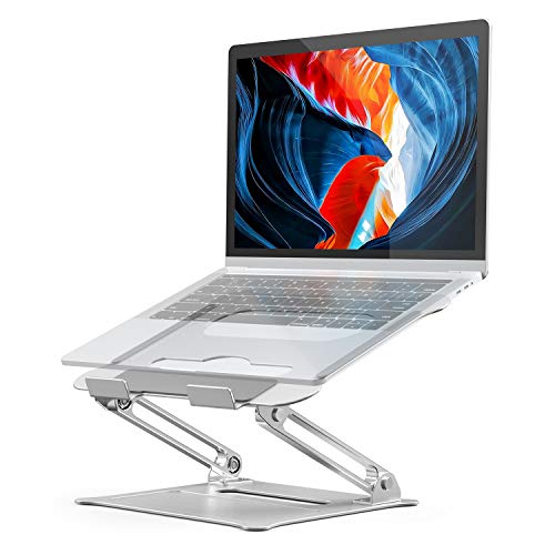 Pannon Adjustable Laptop Stand, Aluminum Computer Riser, Ergonomic Portable Laptops Elevate Stand for Desk, Multi-Angle with Heat-Vent Height Holder Compatible with 10-17' Notebook Computer (Silver) (LAPSTAND-002-S-Silver)