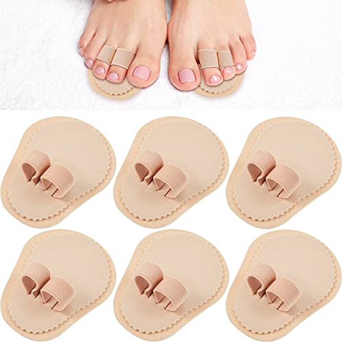 6 Pieces Double Toe Straightener Hammer Toe Splint Toe Corrector Separators for Crooked Toes Relieving Foot Pain, Claw and Overlapping Toes, Pressure, Discomfort (Beige)