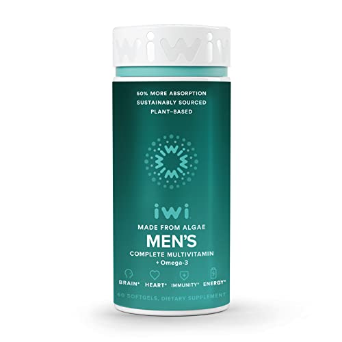 Iwi Men's Multivitamin with Vitamin A, B1, B2, B6, B12, D3, E, Biotin, DHA, EPA, Fenugreek Seed, Niacin, Selenium, Omega Fatty Acids, Zinc - 120 Non-GMO, Gluten-Free, Vegan Softgels (30 Day Supply)