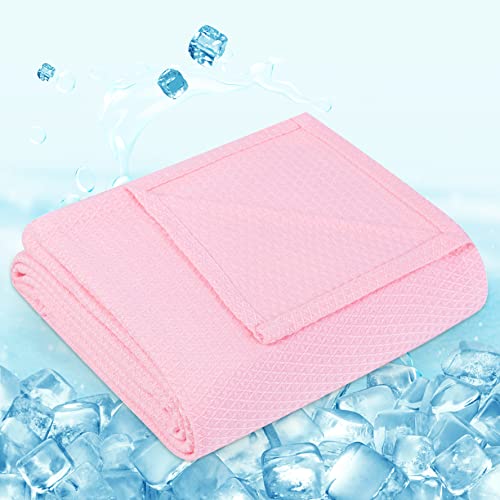 Lukeight Cooling Blanket, Cool Blanket for Hot Sleepers, Lightweight Summer Blanket Absorbs Body Heat to Keep Cool, Thin Light Blankets for Summer, Bamboo Blanket for All Seasons (59x79in, Pink)