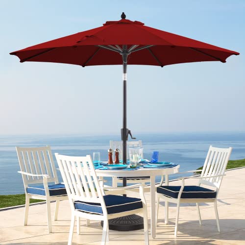 wikiwiki Olefin 10 FT Market Umbrella Patio Outdoor Table Umbrellas with 3-Year Nonfading Olefin Canopy and Push Button Tilt for Garden, Lawn, Backyard & Pool, Mocha